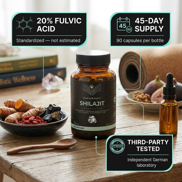 Shilajit (20% Fulvic Acid) - 90 vegan capsules - vista alternativa